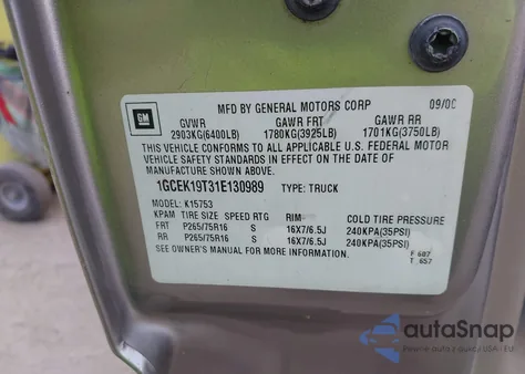 2001 Chevrolet Silverado 1500 Ls from USA, damaged, VIN 1GCEK19T31E130989